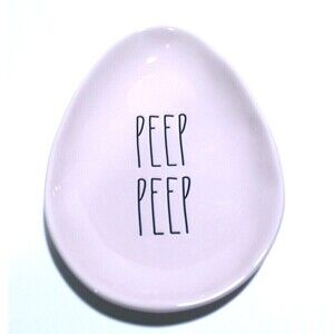 Rae Dunn Peep Peep Ceramic Pink Easter Trinket Cupcake Candy Tray Plate 7.5x5.5